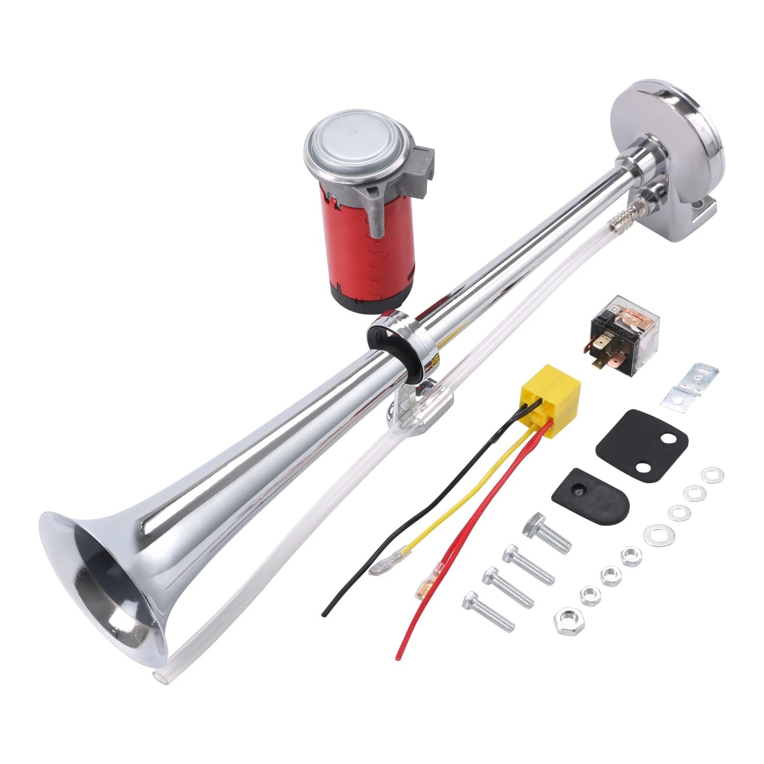 12V 150DB Air Horn,Chrome Zinc Single Train Trumpet Truck Air Horn with Compr…