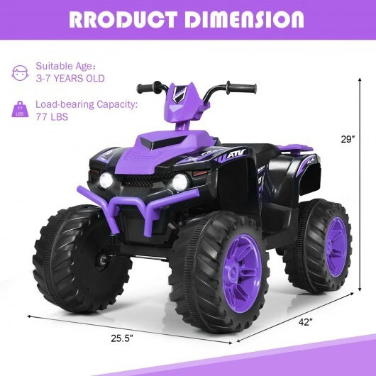 12V Kids Electric 4-Wheeler ATV Quad Ride On Car with LED Light-Purple – Color:
