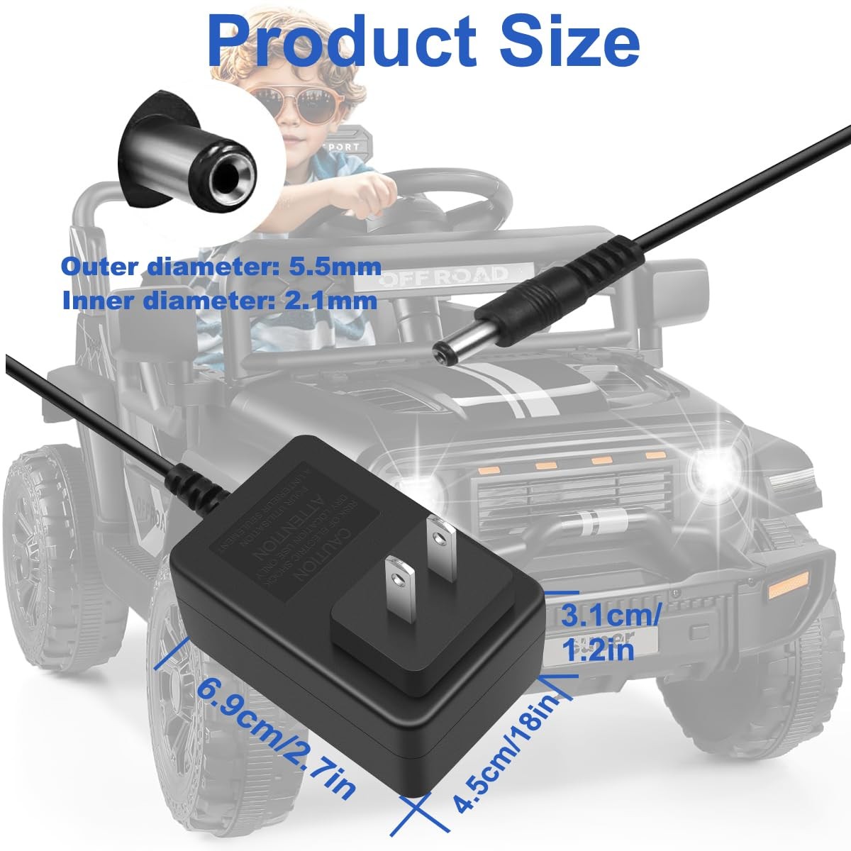 12 Volt Battery Charger for Ride on Toys, 12V Kids Ride on Truck Toy Cars Cha…