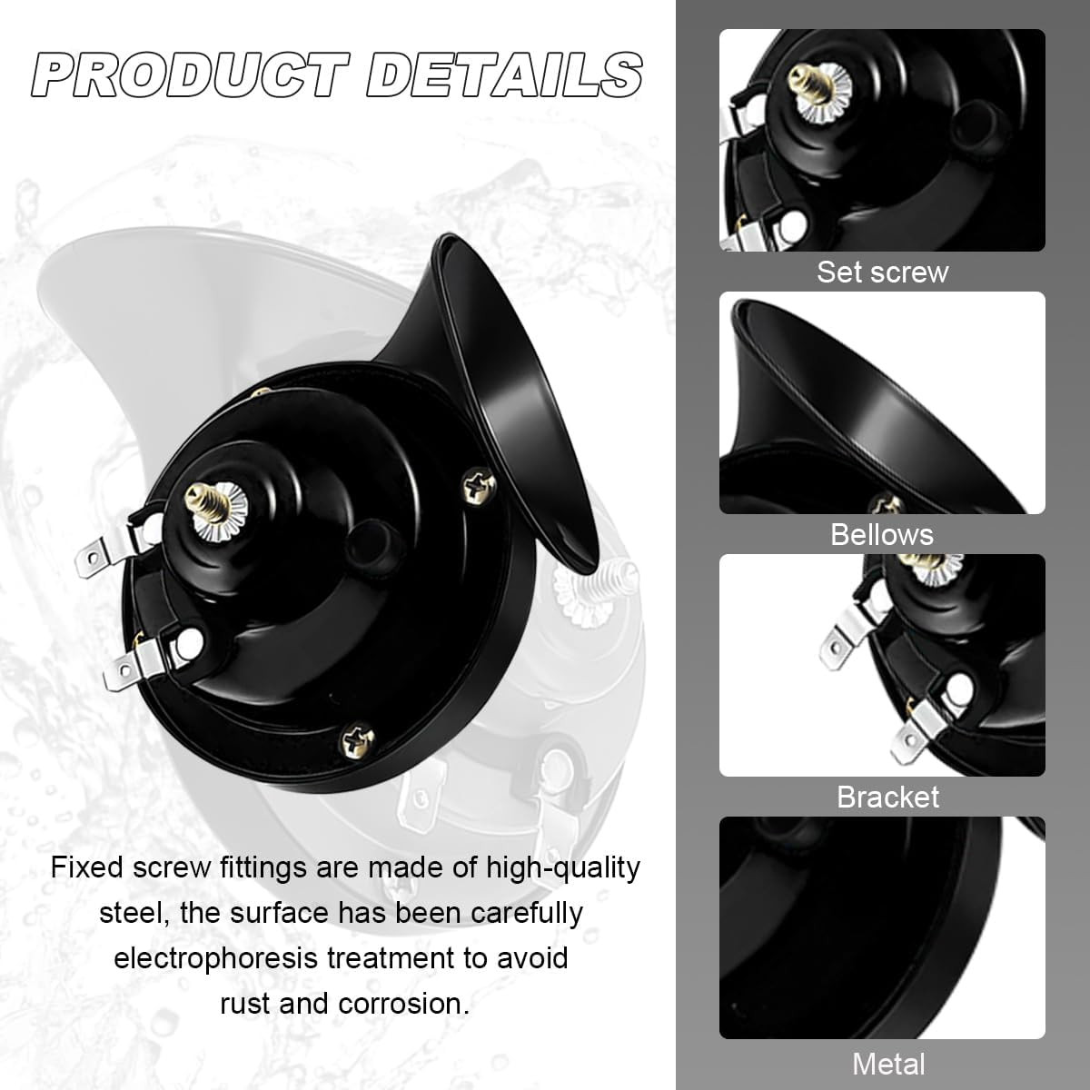 Super Loud Car Snail Horns, 12V 300DB Durable Car Horn Kit, High Low Tone Univer