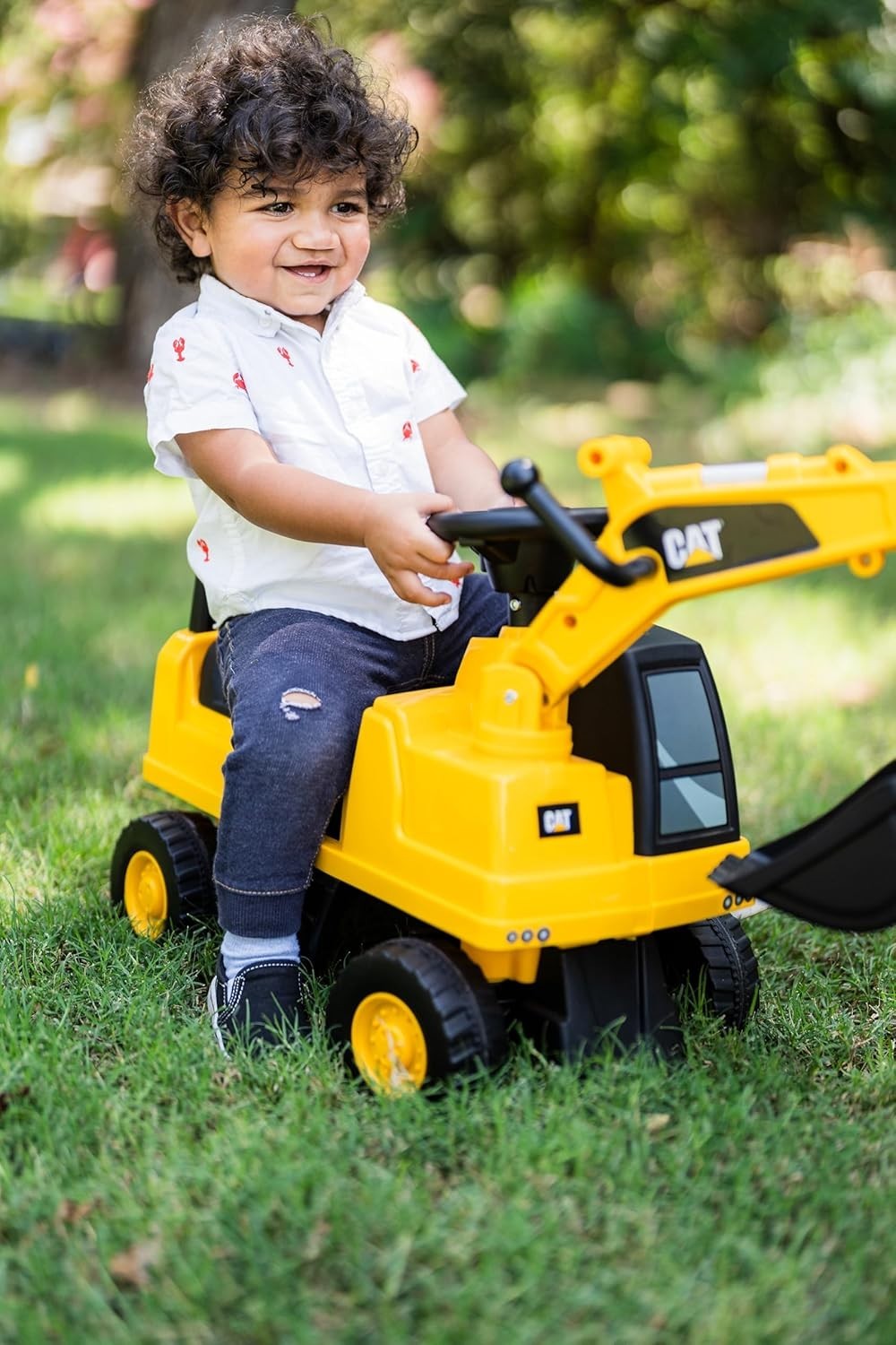 Official CAT Excavator Push Car with Storage and Sounds – Perfect Ride-On Fun