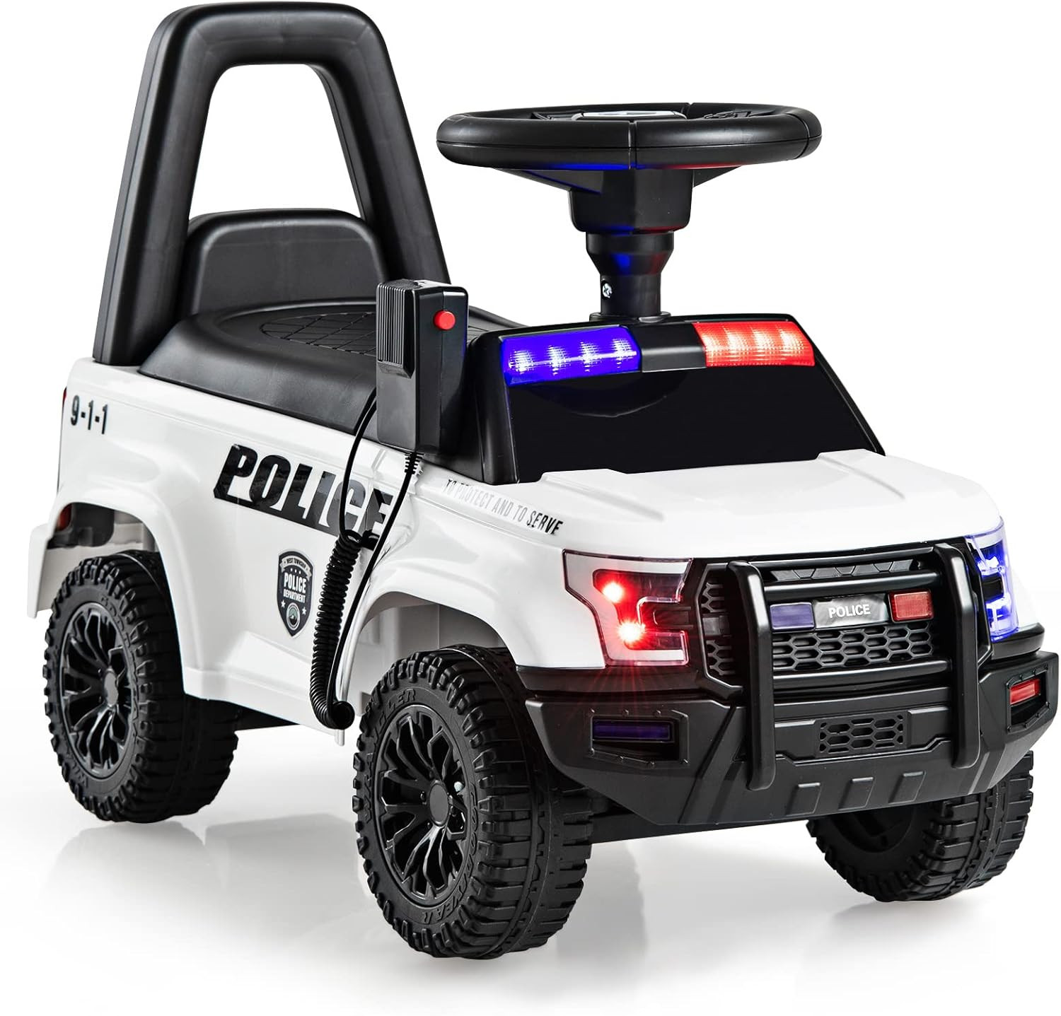 Ride on Push Police Car, Toddler Foot-To-Floor Sliding Toy with Siren, Steering