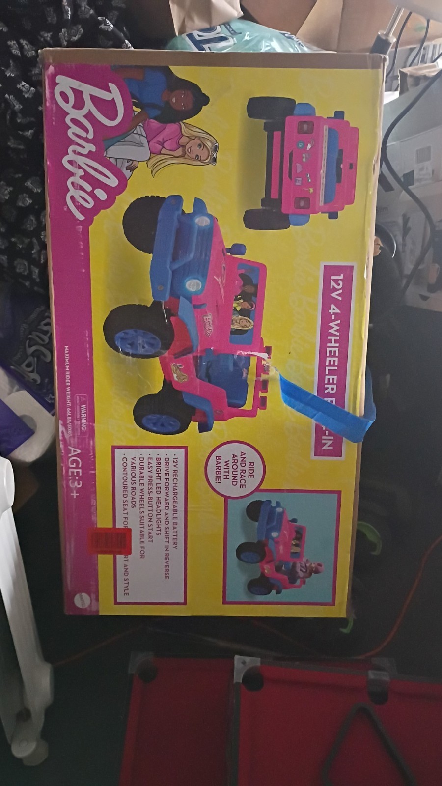Barbie 12V 4-Wheeler Ride-On Car Pink with LED Lights for Kids