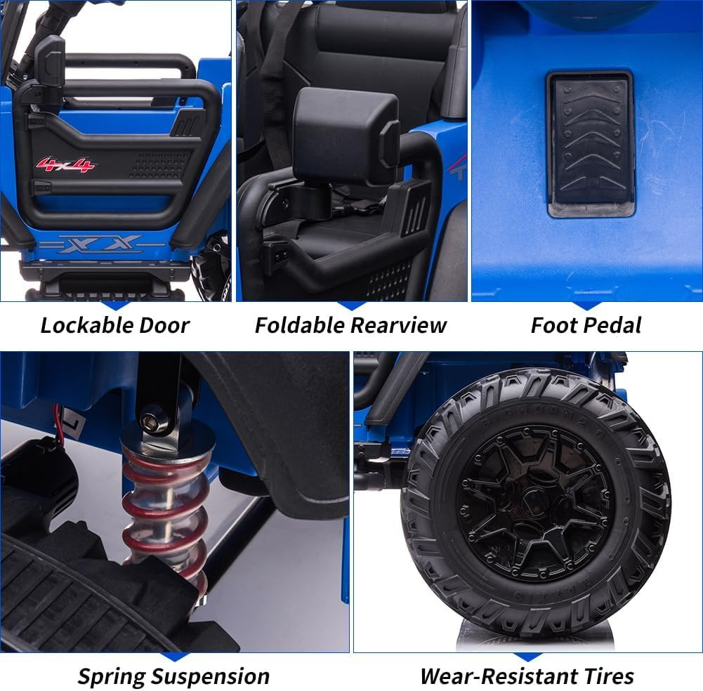24V Kids Ride on 2 Seaters Electric Car with Remote Control, 2*120W Motors Batte