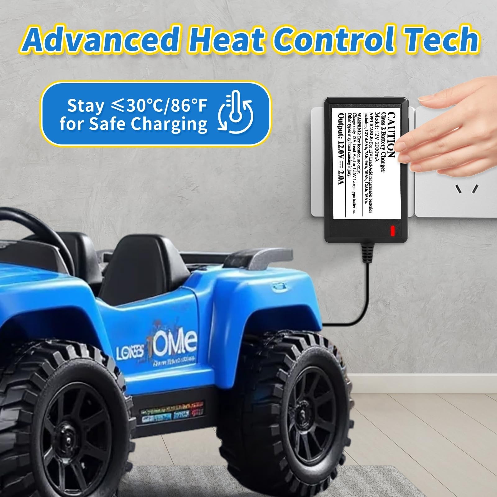 12V Battery Charger for Kids Ride-On Toys, Universal Power Supply, 6ft Cord, ETL