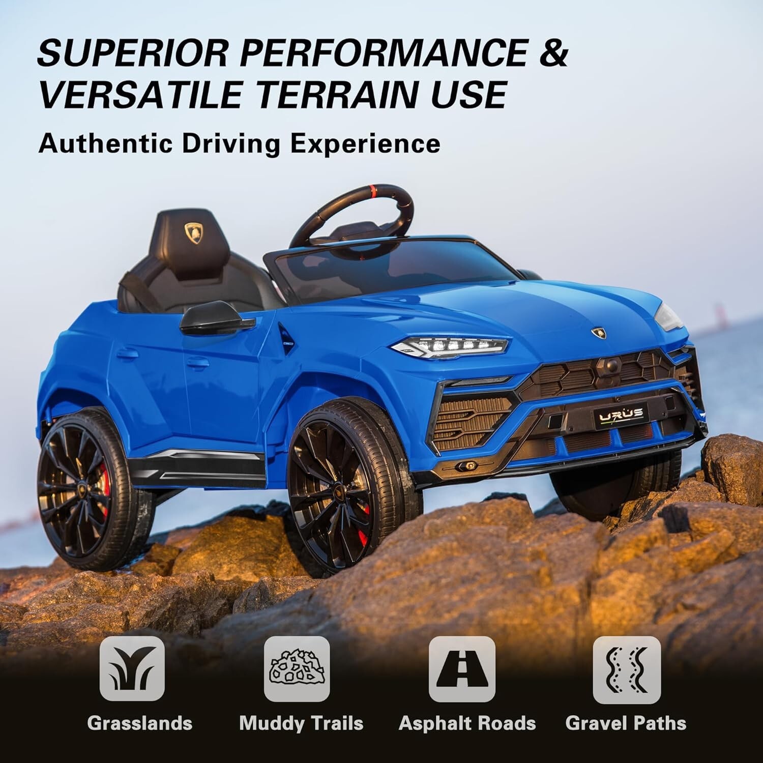 Licensed Lamborghini BLUE URUS Ride On Car Toy 12V Battery Powered Electric