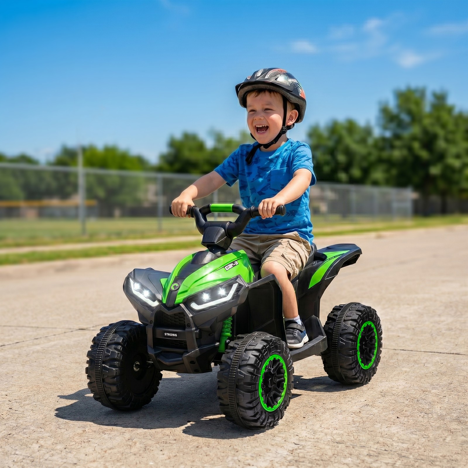 Aosom 4 Wheeler for Kids, Electric ATV, with Music for 3-5 Years Old Green