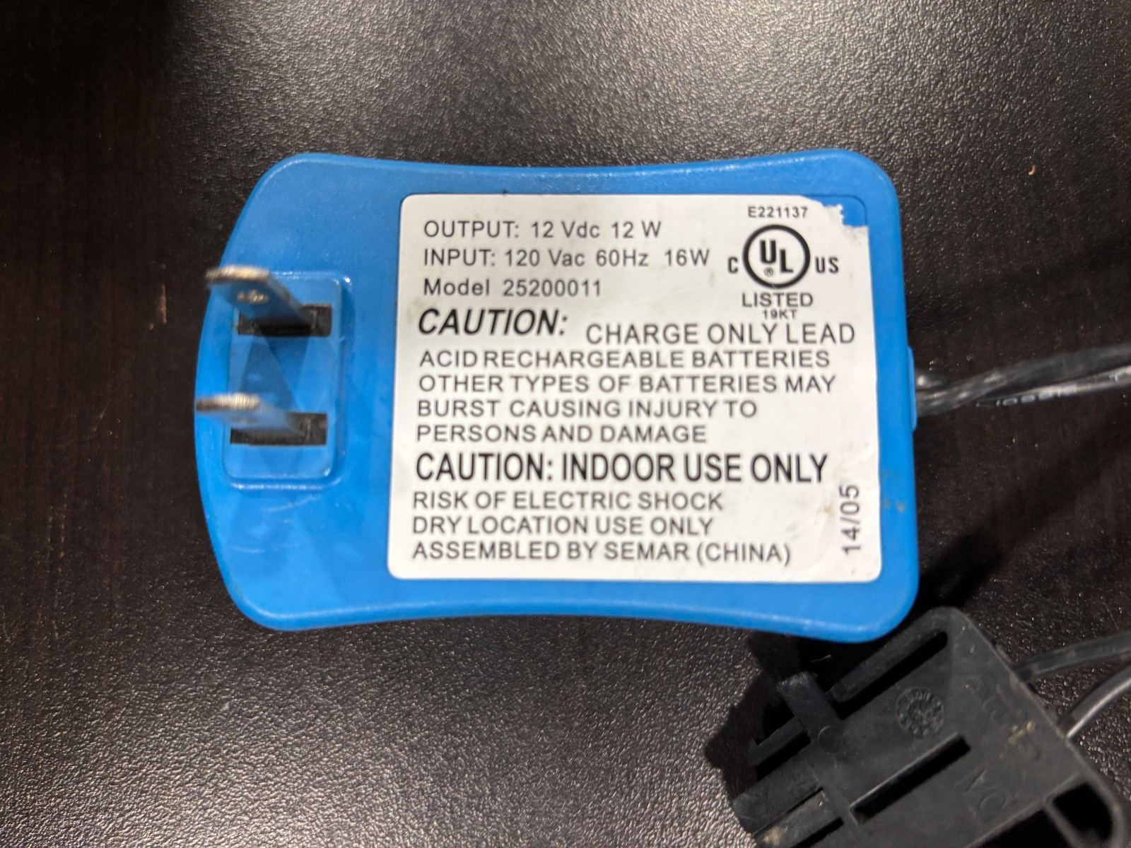 Tested Genuine OEM Peg Perego 12V Battery Charger 25200011 For Ride On Toy Car