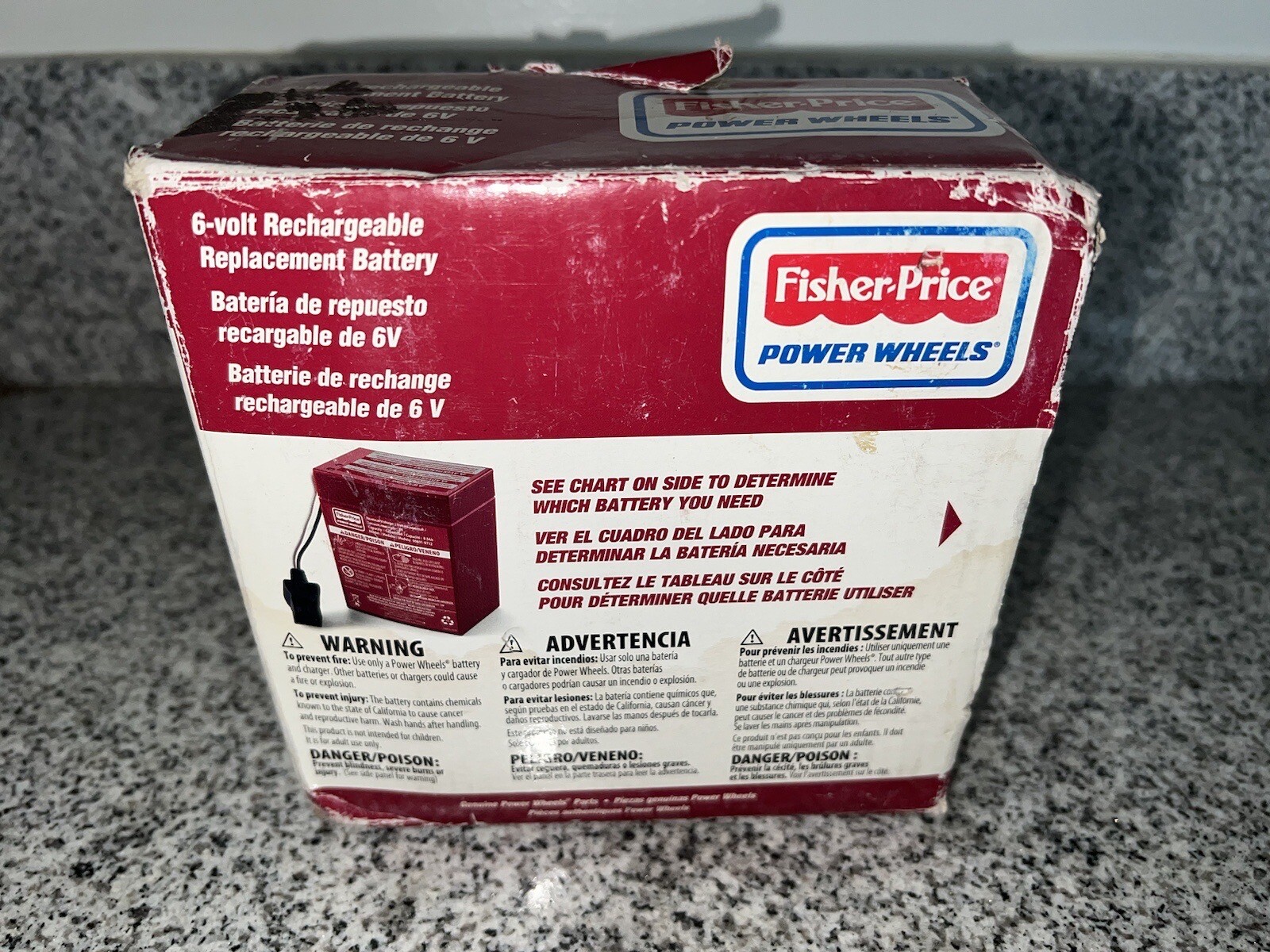 Fisher-Price Power Wheels 6-Volt Rechargeable Red Battery -NEW-