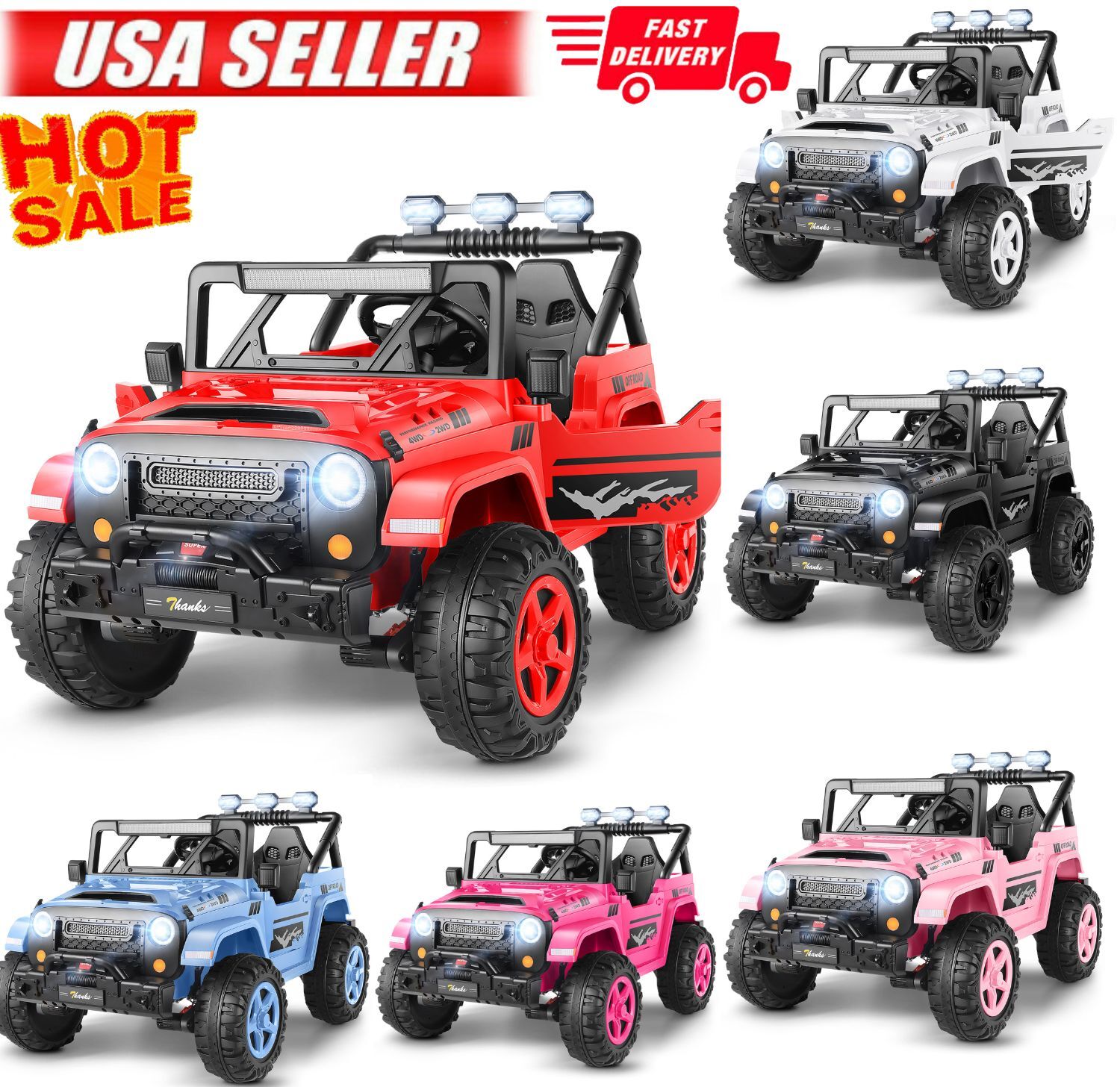 2 Seaters Ride On Truck for Kids 24V Battery Powered Electric Vehicle Toy Car #