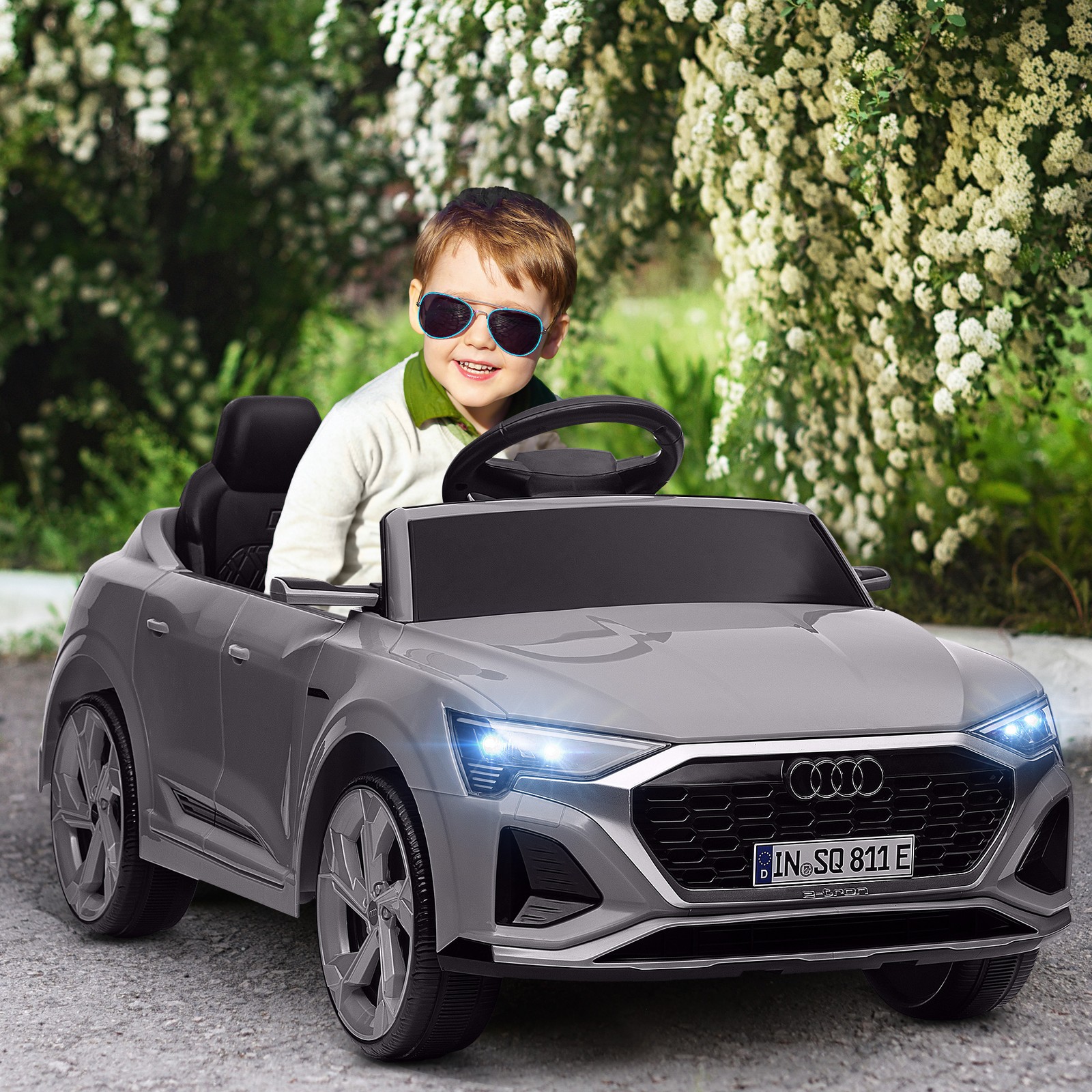 Audi Q8 e-tron Sportback Licensed 12V Kids Ride on Car, Gray