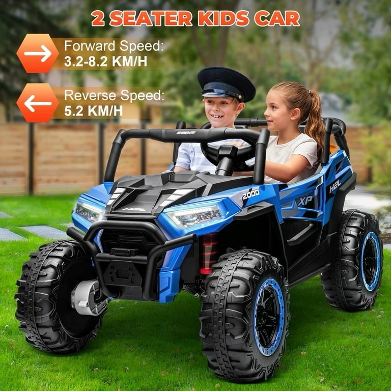 Kids Electric 2 Seat Ride On Car Truck Vehicle LED Lights, Music, Remote