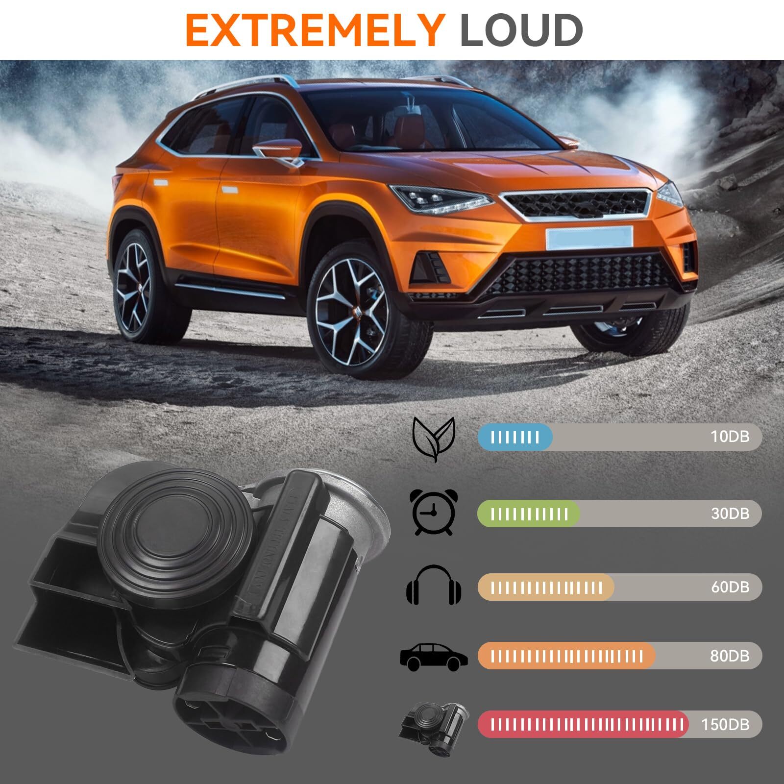 12V Car Air Horn 130DB Compact Mini Air Horn for Car Truck Motorcycle Golf ca…