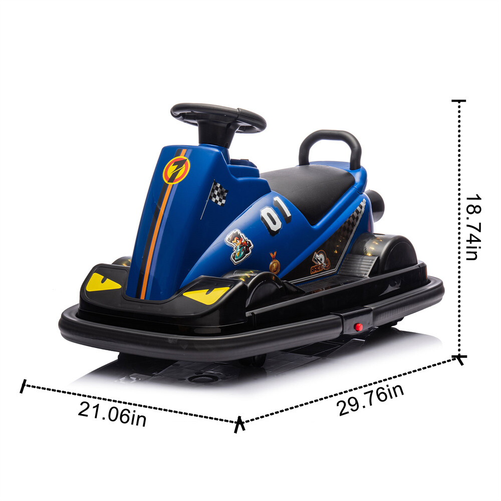12V Kid Ride On Motor Bumper Car Rotate 360° In Place 1.55MPH Kid Toy Aged 3-5