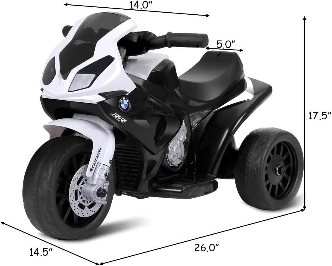 Kids Motorcycle Licensed BMW 6V Battery Ride On LED Lights Music Black