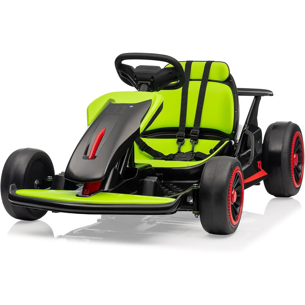 Kids Electric Drift Kart – 200W Dual Motor, 5-Point Belt & 110LBS Capacity Green