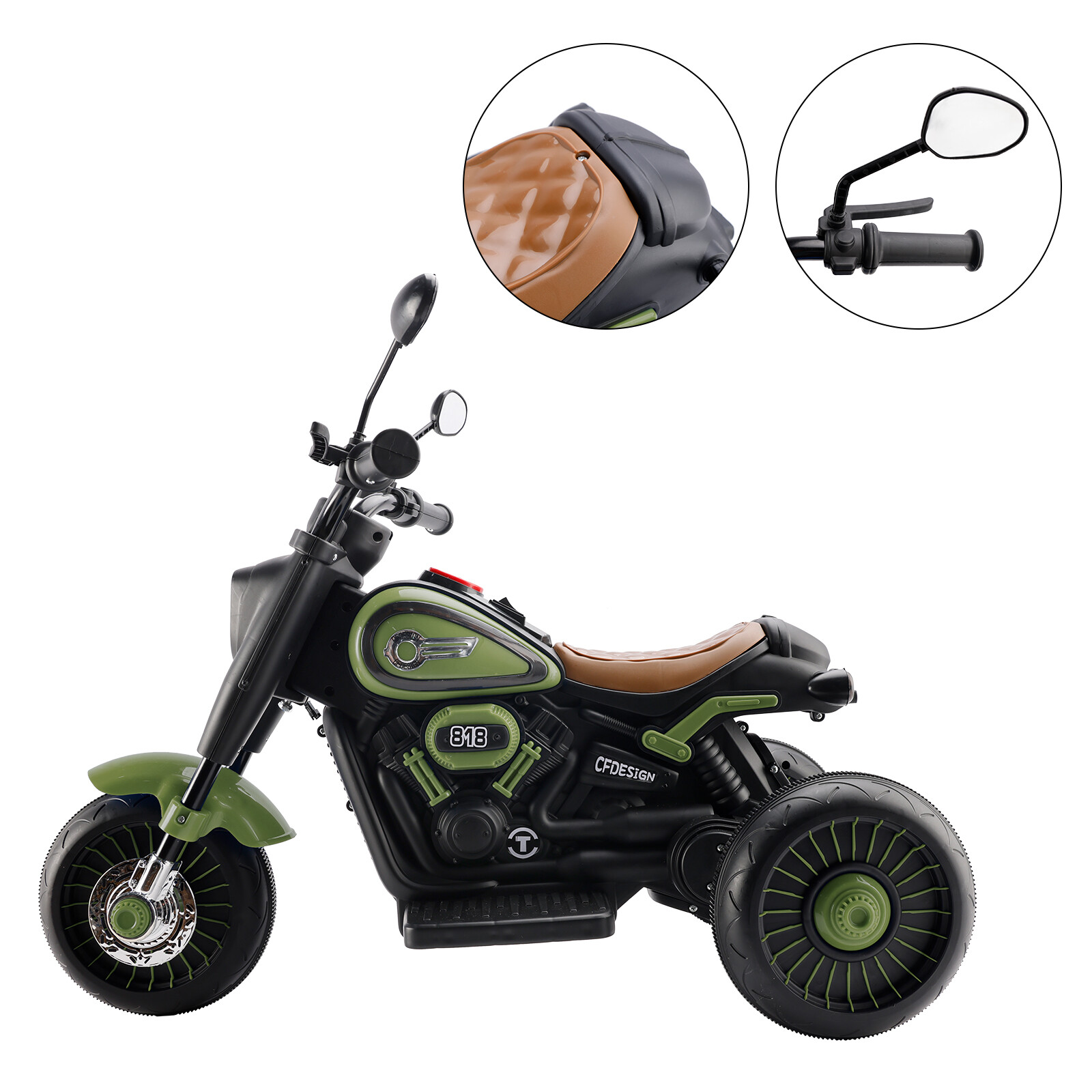3Wheel 6V Kid Ride On Motorcycle Electric Toy With Colorful Light Music Green E0