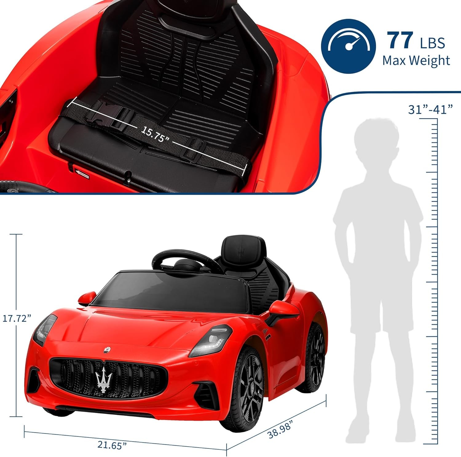 12V Ride On Car Licensed Maserati Gran Cabrio Ride on Toys for Kids White