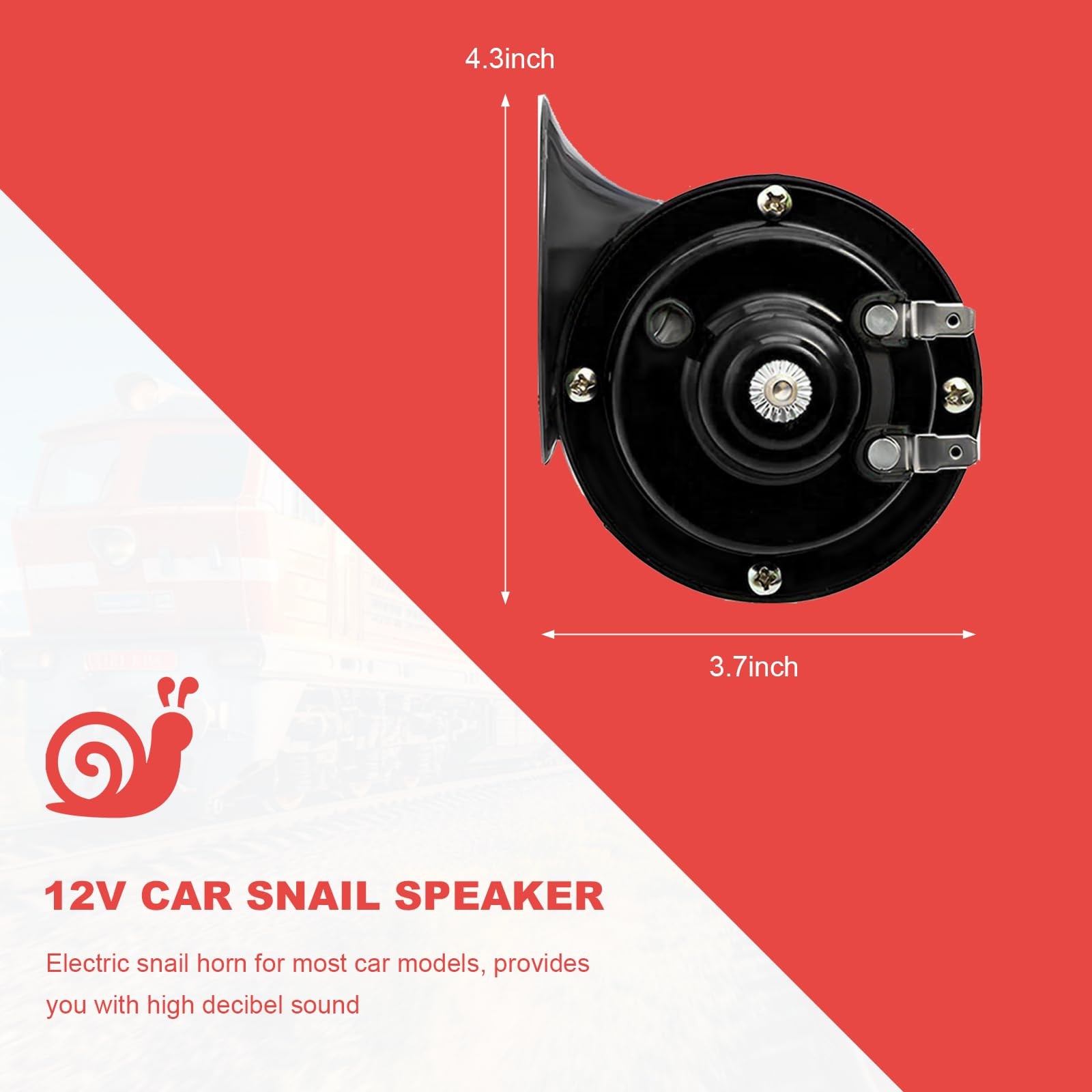 2 Pack 12V Super Loud Train Horns Vehicle Air Electric Snail Horn for Truck