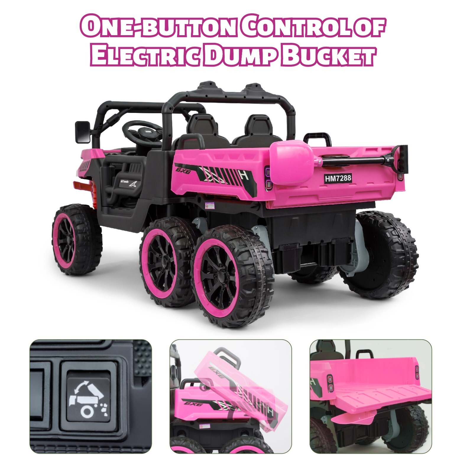 Pink Kids 2 Seater Ride on Car 24V Electric Dump Truck 4WD UTV w/Parental Remote