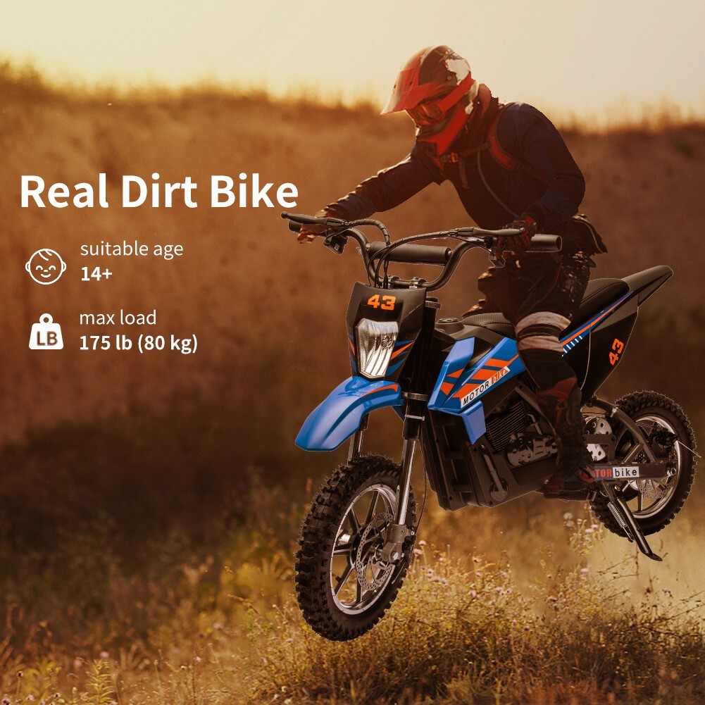 36V Kids Ride on Dirt Bike15.5MPH Fast Speed Electric Battery-Powered LED Light
