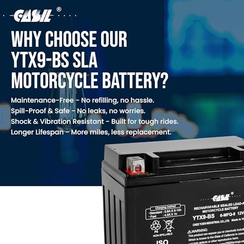 YTX9-BS – 12V 8AH 135 CCA – SLA Power Sport Battery YTX9-BS Motorcycle Battery