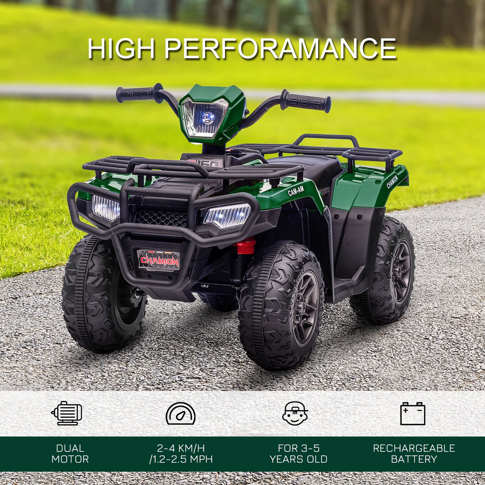 Aosom 12V Kids ATV w/ Forward Backward Function Music, Headlights, Pink