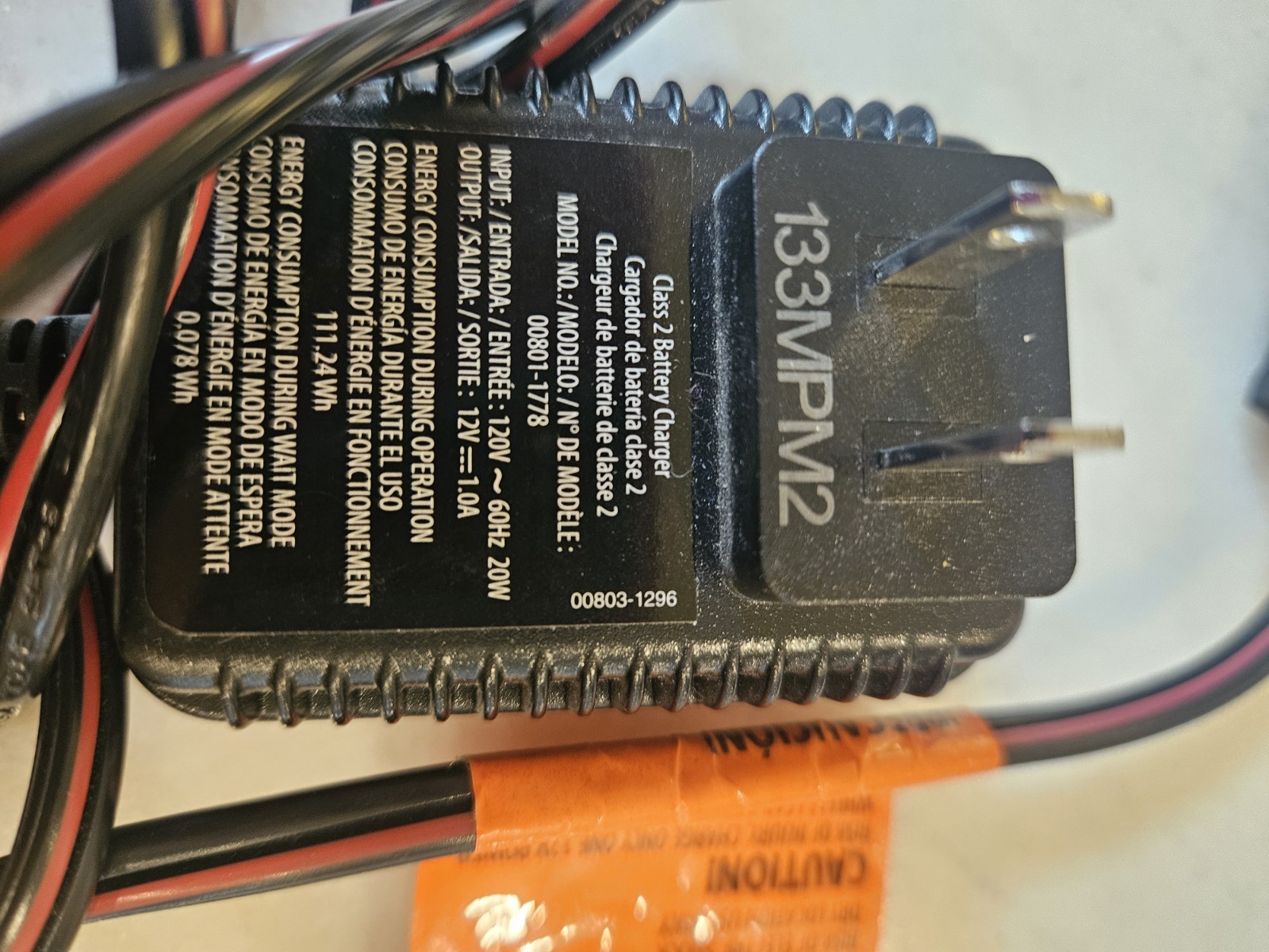 Power Wheels 00801-1778 12V Battery Charger Fisher Price 6′ cable