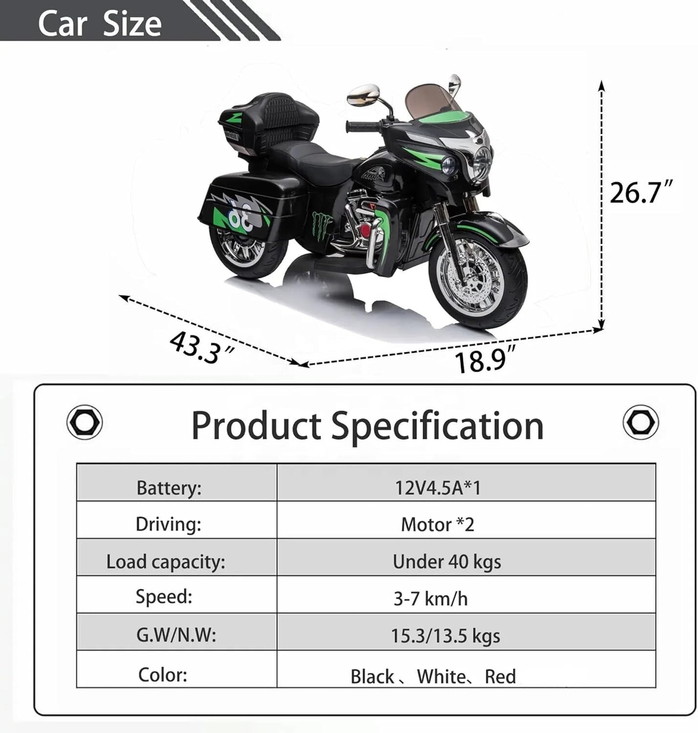 Kids Motorcycle,Ride on Motorcycle,Kids Electric Motorcycle 12V two seat