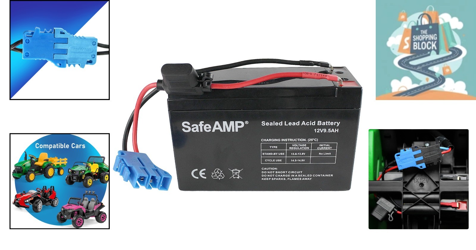 Peg-Perego 12V Replacement Battery, 9.5AH, Rechargeable, Fits All Models