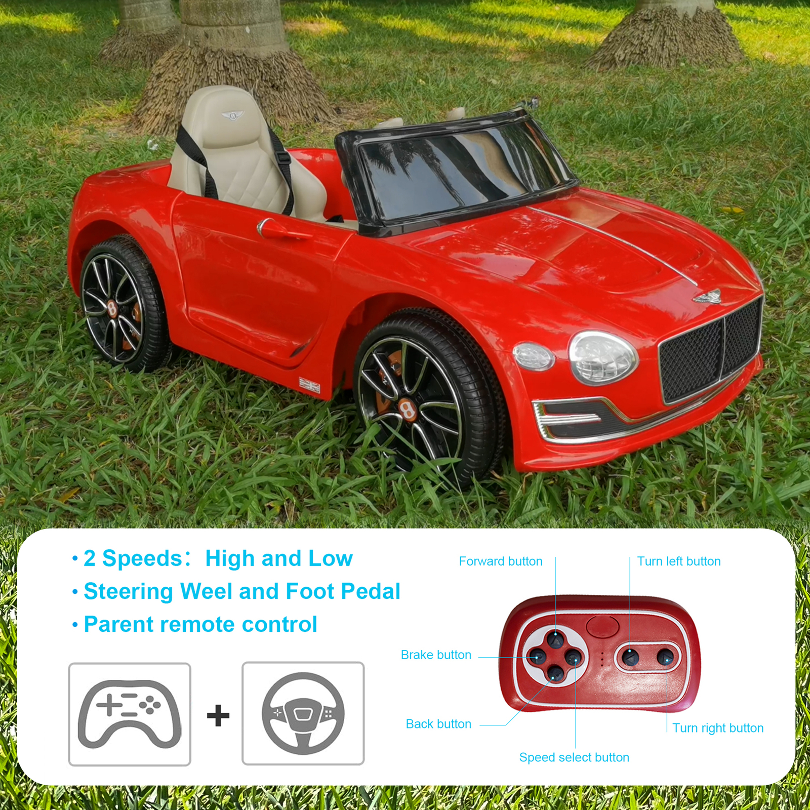 LICENSED Bentley Style Kids Electric Ride On Car Toys 12V 2.4G Remote Control