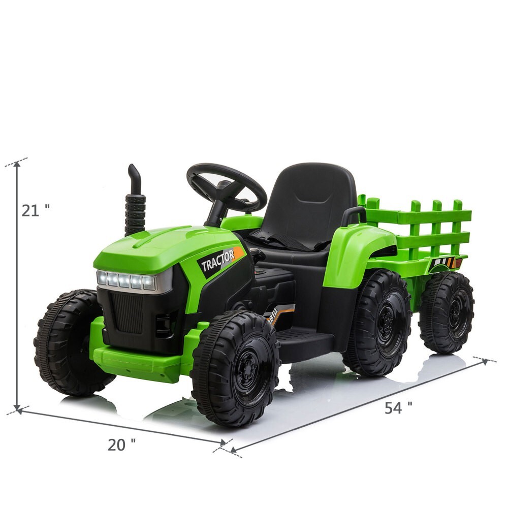 Kids Ride On Tractor with Trailer 12V Battery Powered Toy