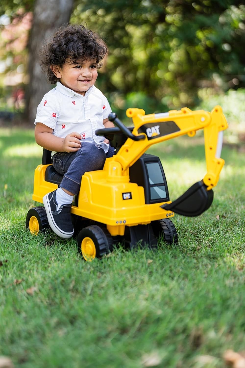 Official CAT Excavator Push Car with Storage and Sounds – Perfect Ride-On Fun