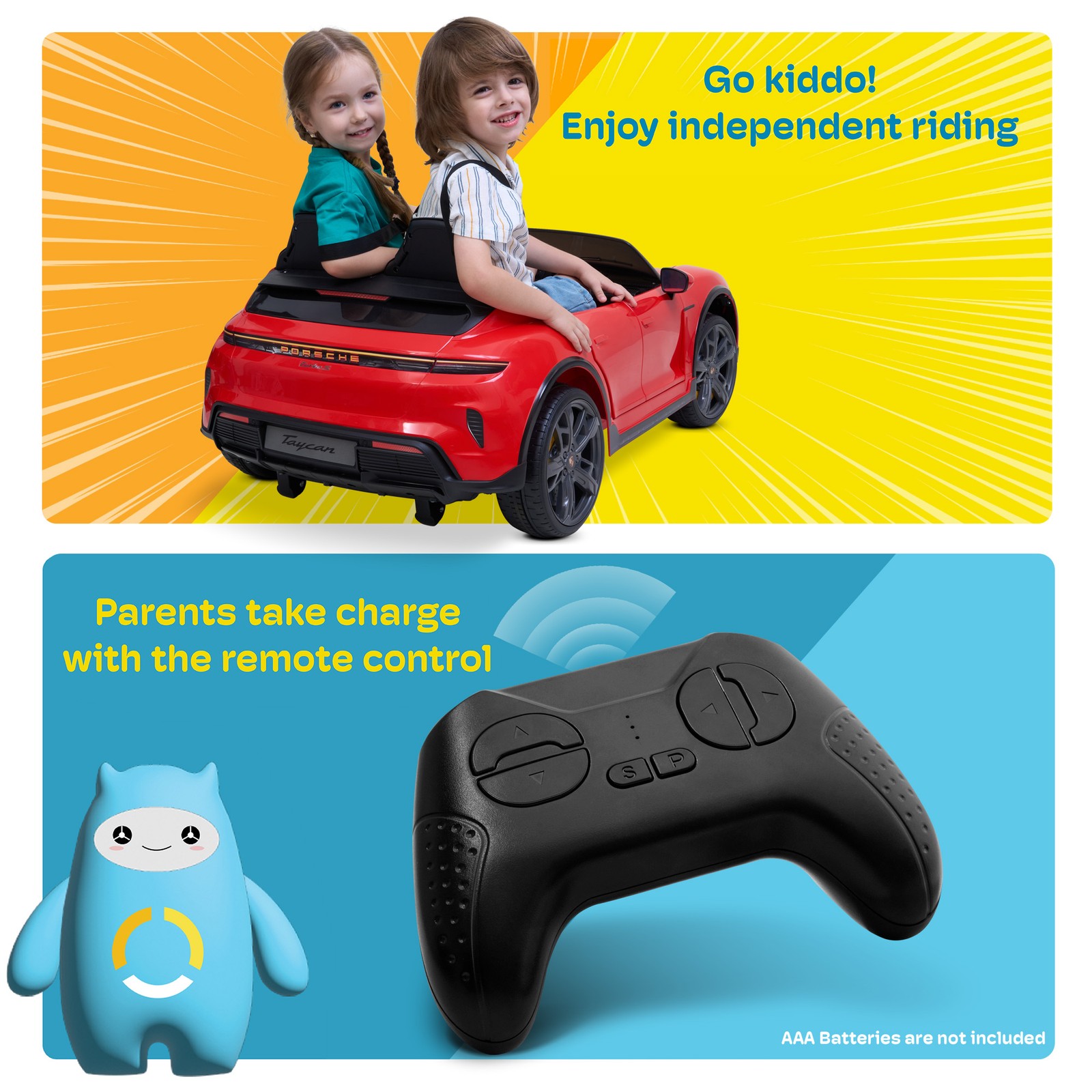 Kidzone Electric 2-Seater 12V/24V Ride On Car w/ Remote Control