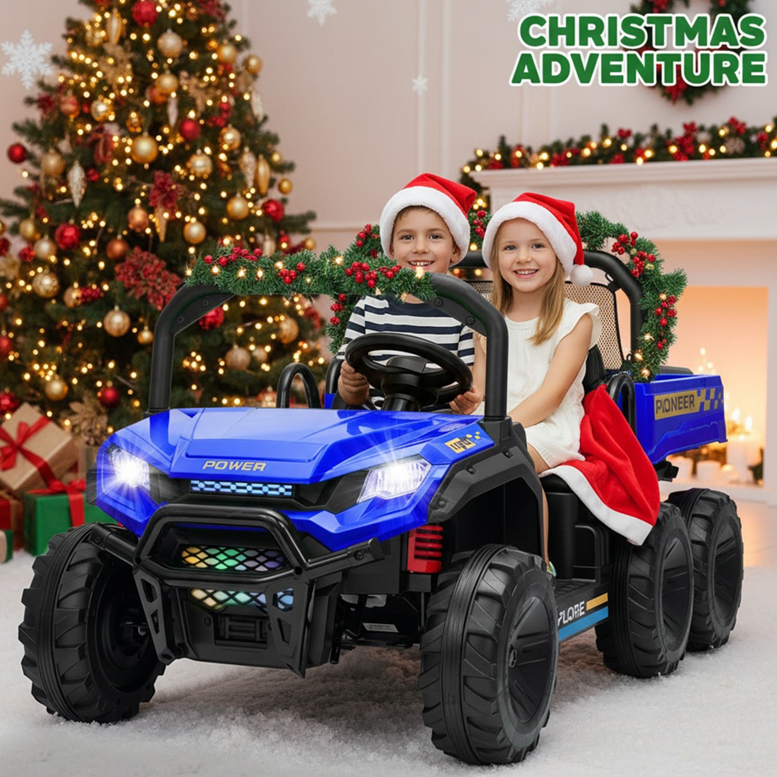 24V Ride on Dump Truck Car w/ Remote Control 2 Seater 4WD 6-Wheels Ride On Toy