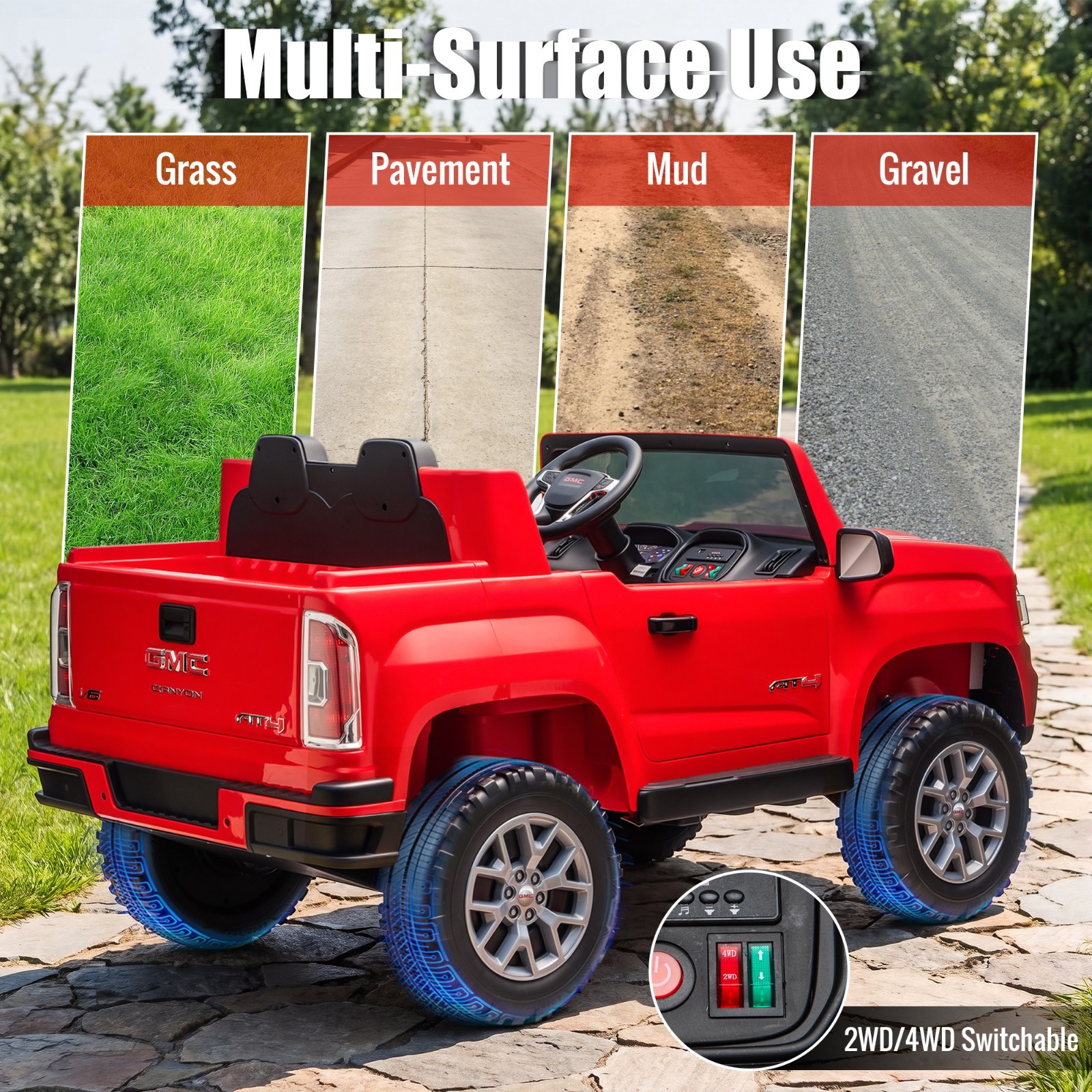 24V 4WD Kids Ride On Truck 4 Motors 7AH Battery Electric Car LED MP3 2 Speed