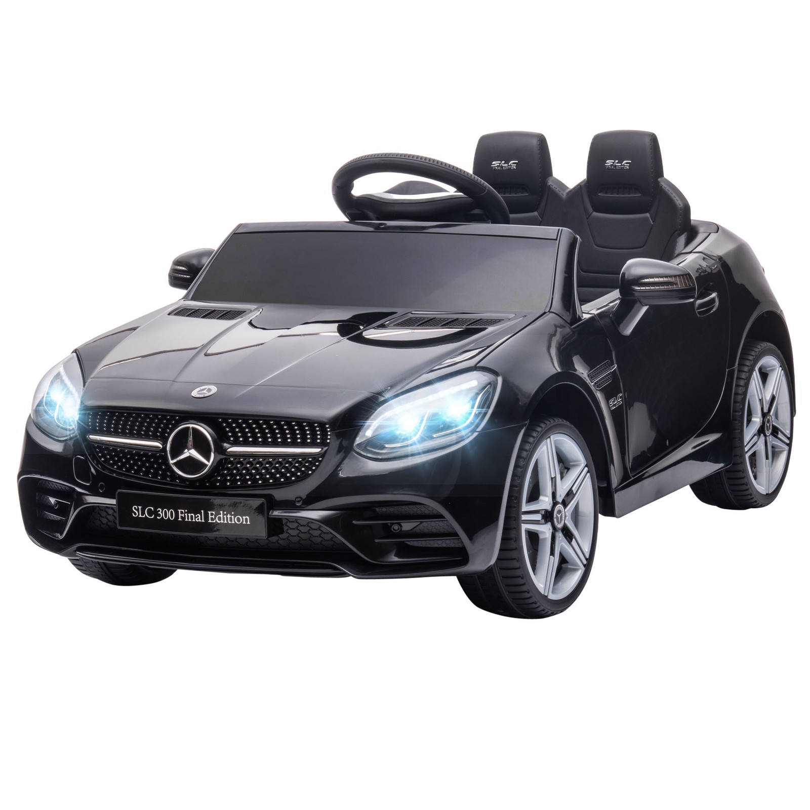 12V Electric Cars for Kids w/ Parental Remote, Two Motors, Music Lights Black