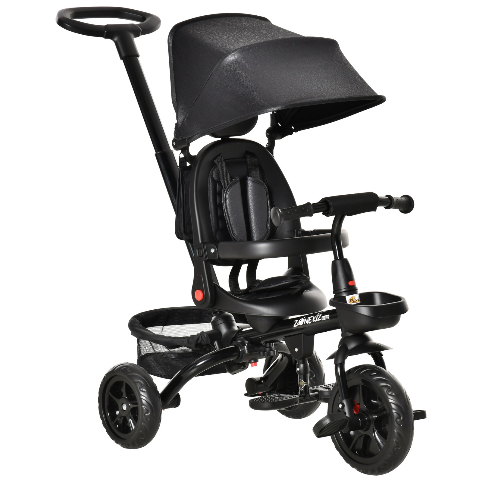 4 in 1 Adjustable Baby Tricycle w/ Removable Handle, Brake, Cover
