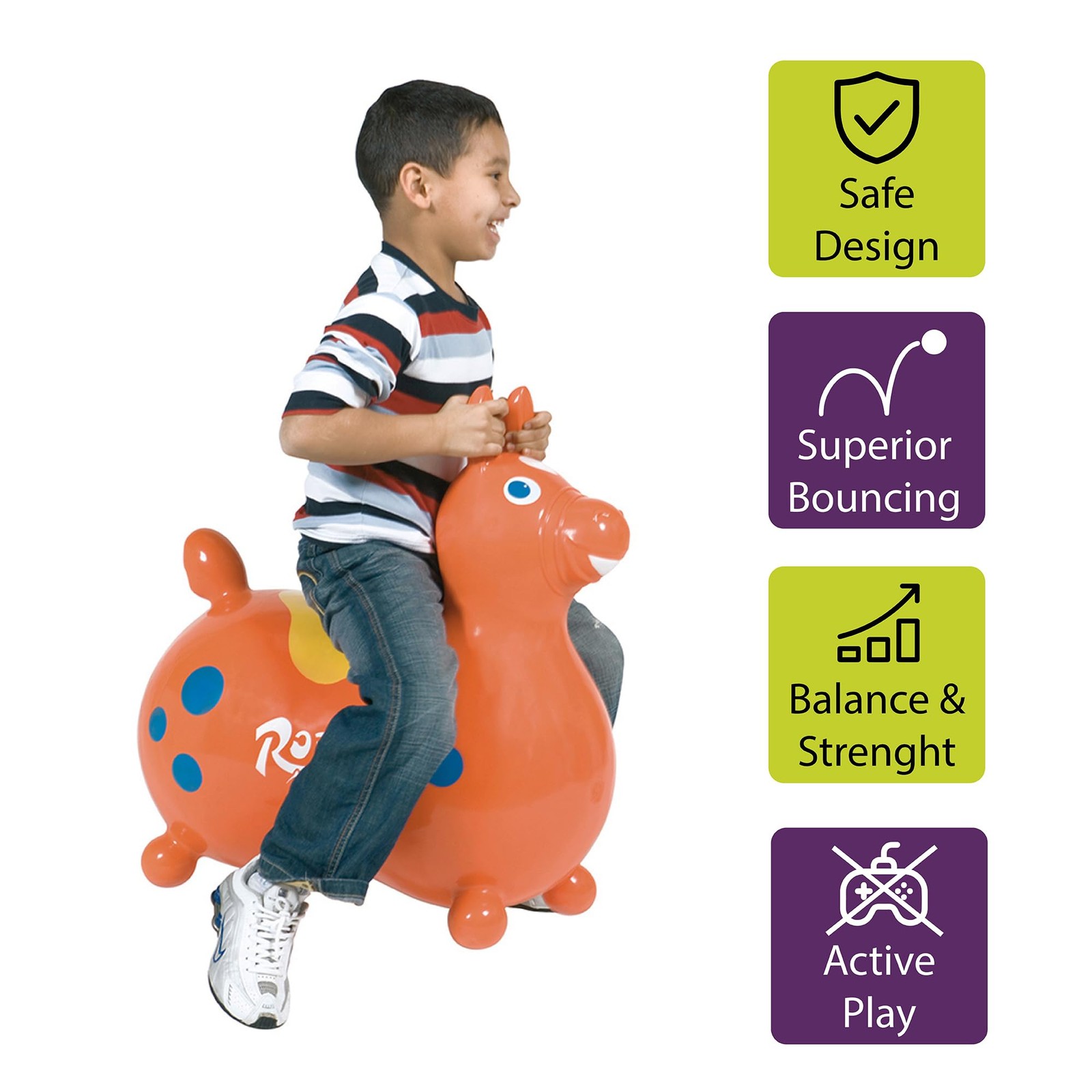 Orange Ride On Toy for Kids 66×66 cm Vinyl Contoured Shape for Balance Fun