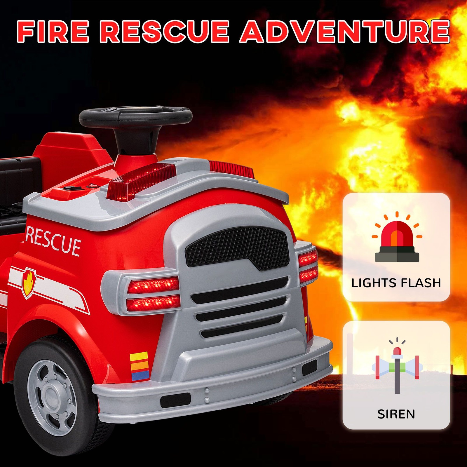 12V Battery Powered Qaba Kids Power Wheels Car with Flashing Lights & Siren