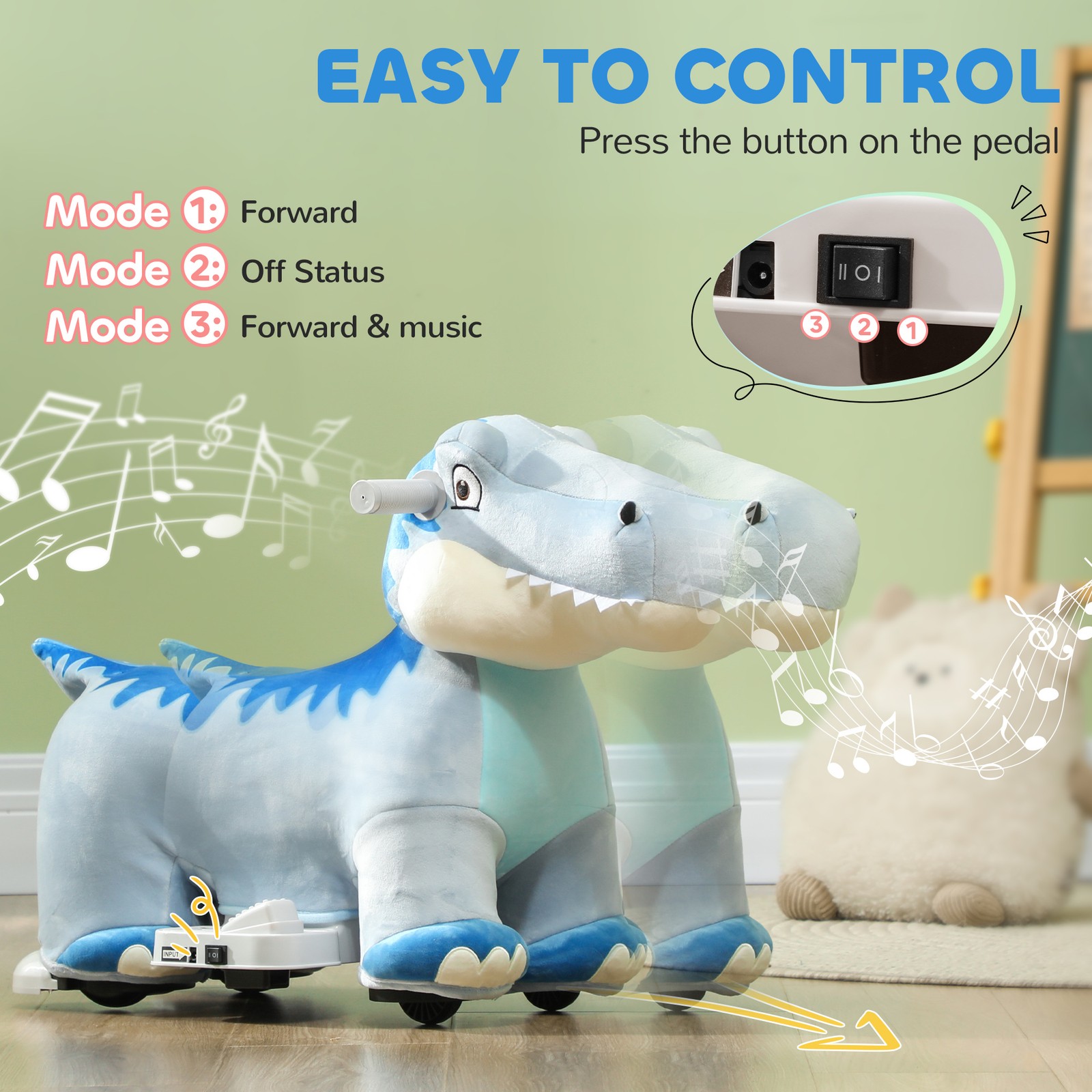6V Kids Electric Ride on Animal with Music Forward, Blue