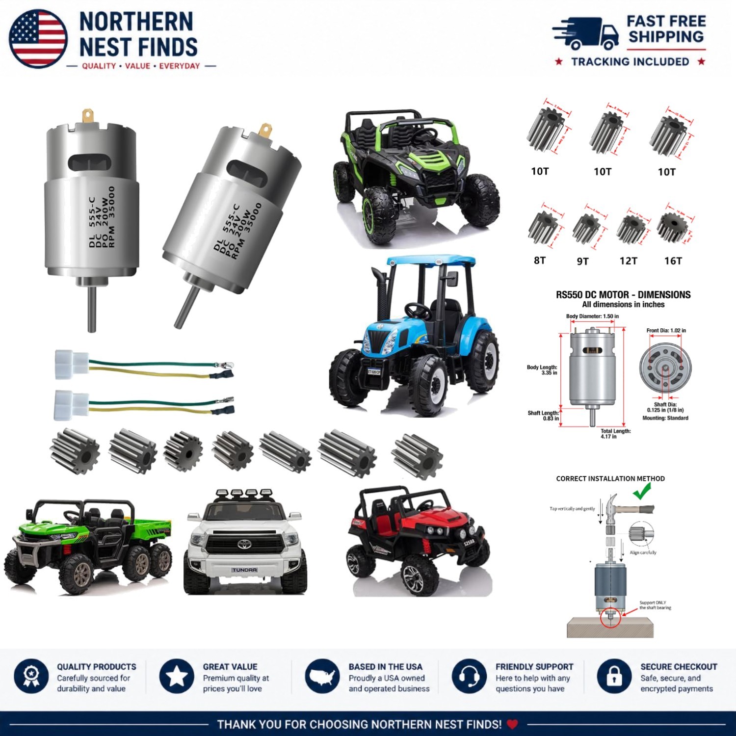 2-Pack 24V RS555 Electric Motor Drive – Upgrade Your Power Wheels Performance