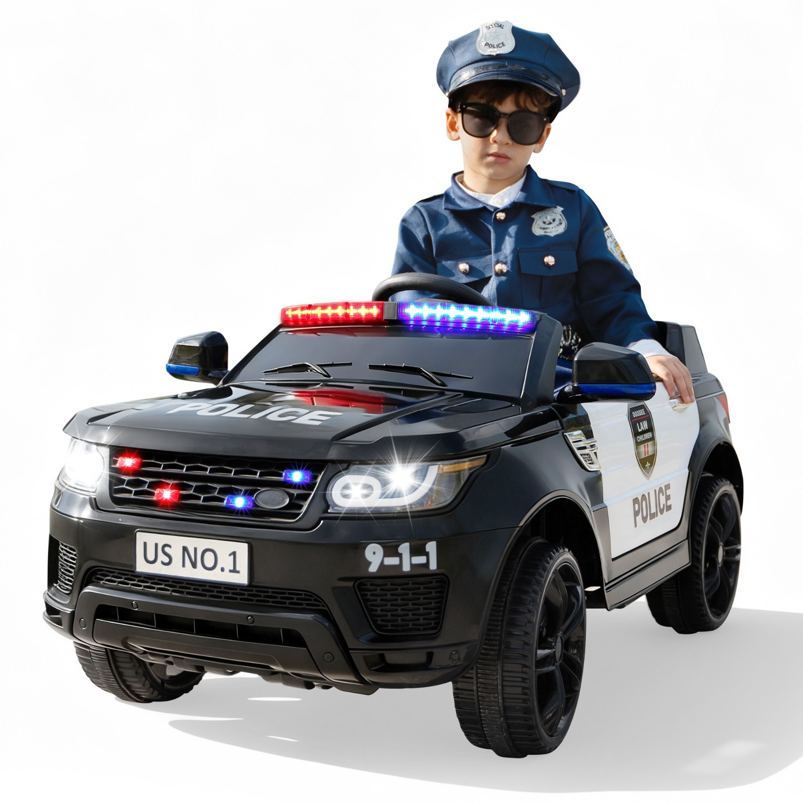 12V TOBBI Kids Ride on Police Cars with Lights & Sounds Power Remote Control