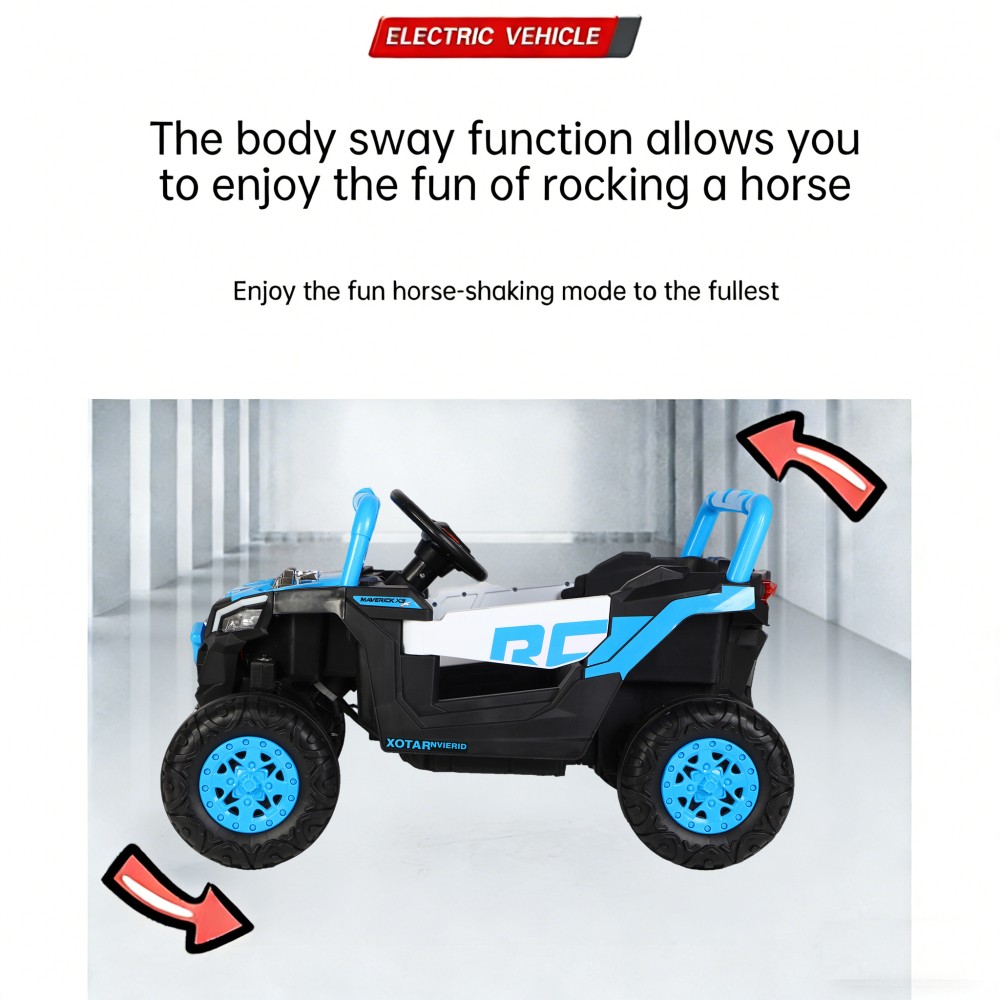 12V Kids Electric Ride On Car Blue 2.4G Remote Control Manual Drive Swing Toy