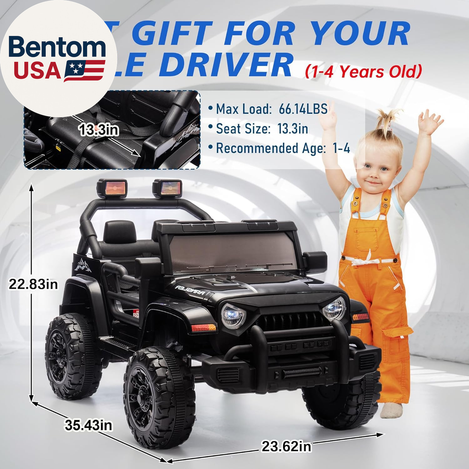 Ride on Truck Car, 12V Kids’ Electric Vehicles W/Parents Control, Ride on Toys f