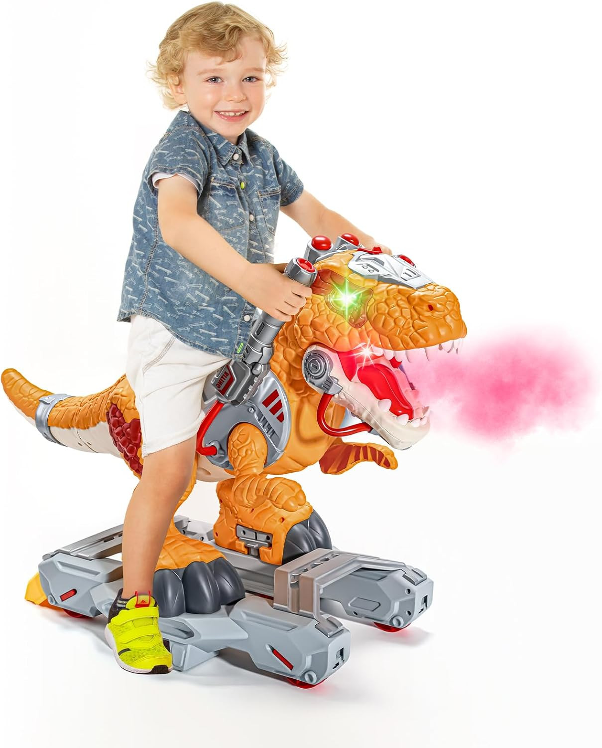 Dinosaur Ride on Toy Cars for Kids, Toddler Electric Ride on Toys with Music, Li