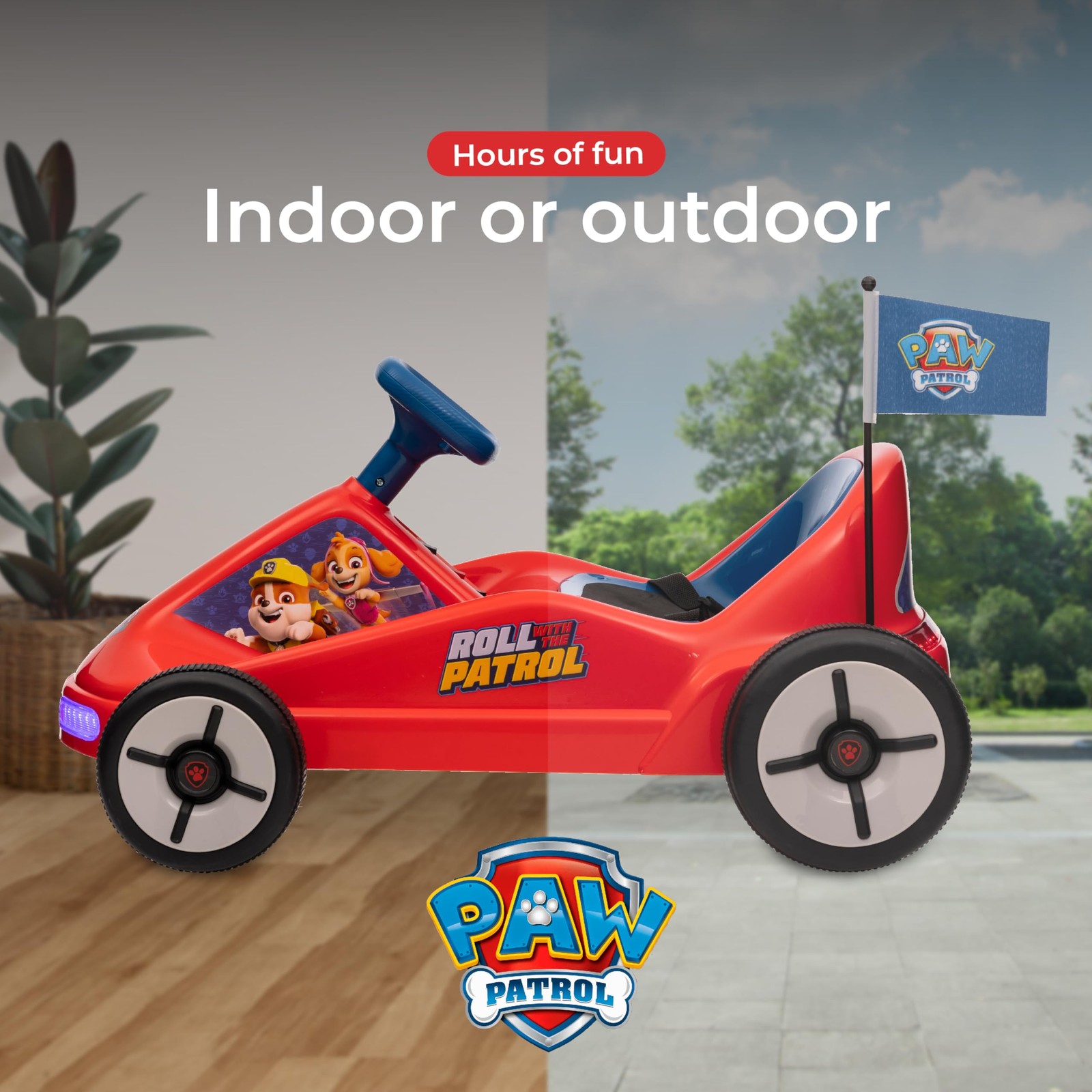 Paw Patrol Chase 6V Go Kart for , Ride-On with Lights, MP3 Jack, Remote Contr…
