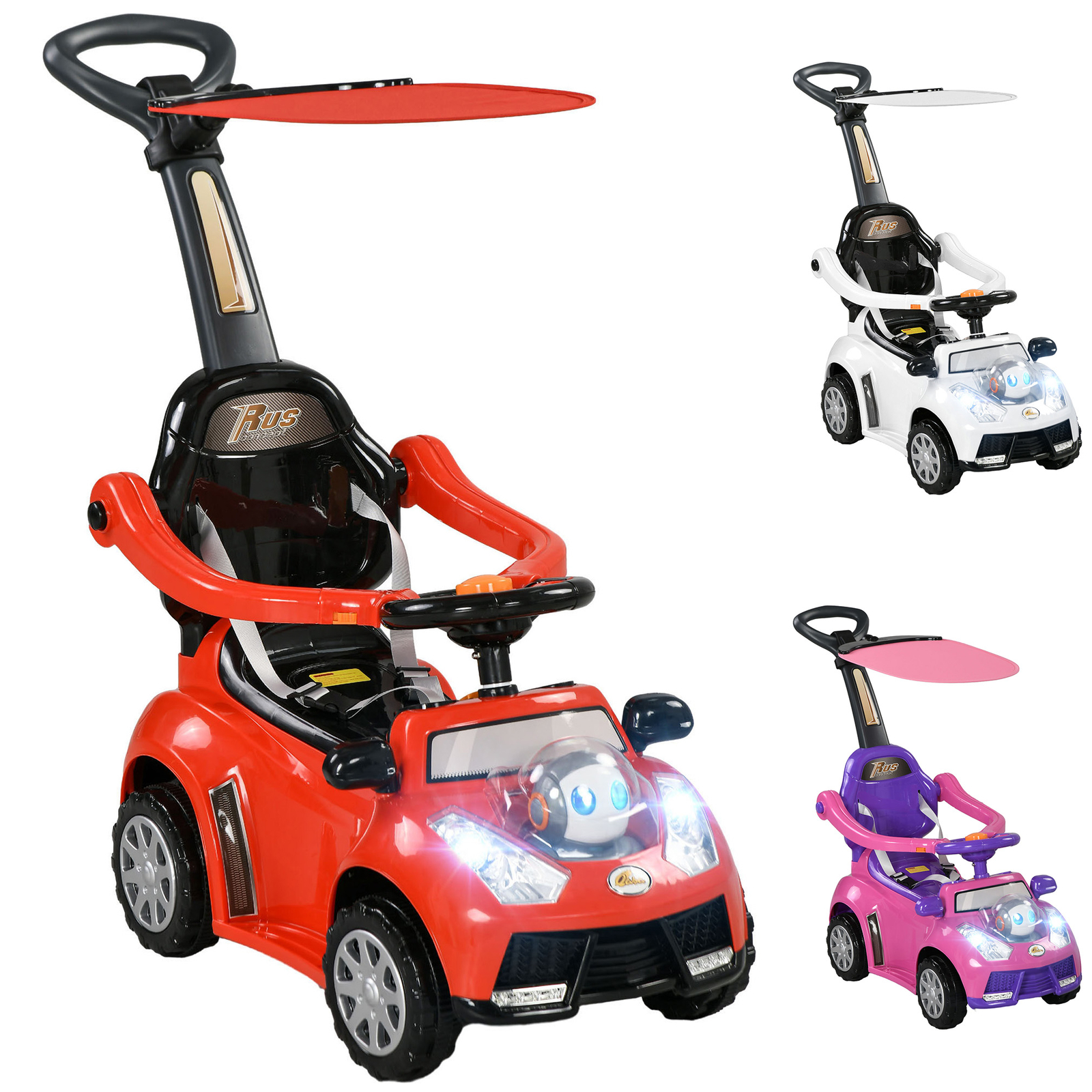 3 in 1 Push Car Sliding Car with Removable Handle, Music, Horn