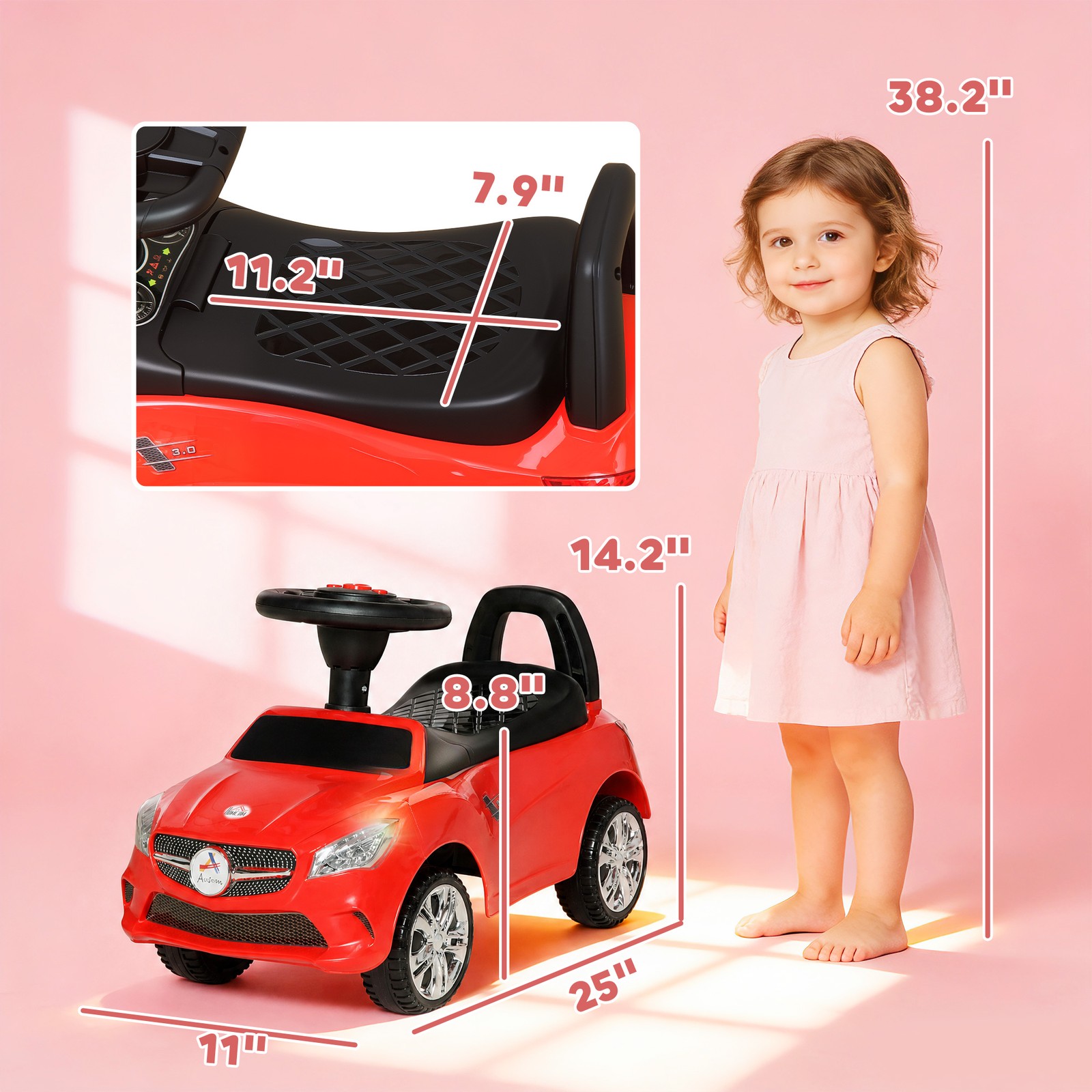 Ride on Sliding Car Baby Ride On Horn Music Working Lights Storage No Power