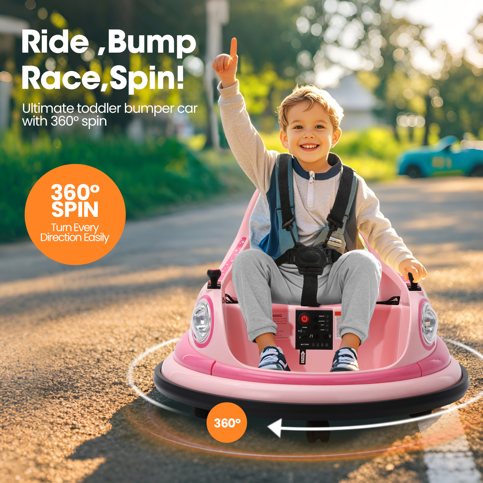12V Electric Bumper Car for Kids 1.5-6 Years with Remote Control DIY Stickers